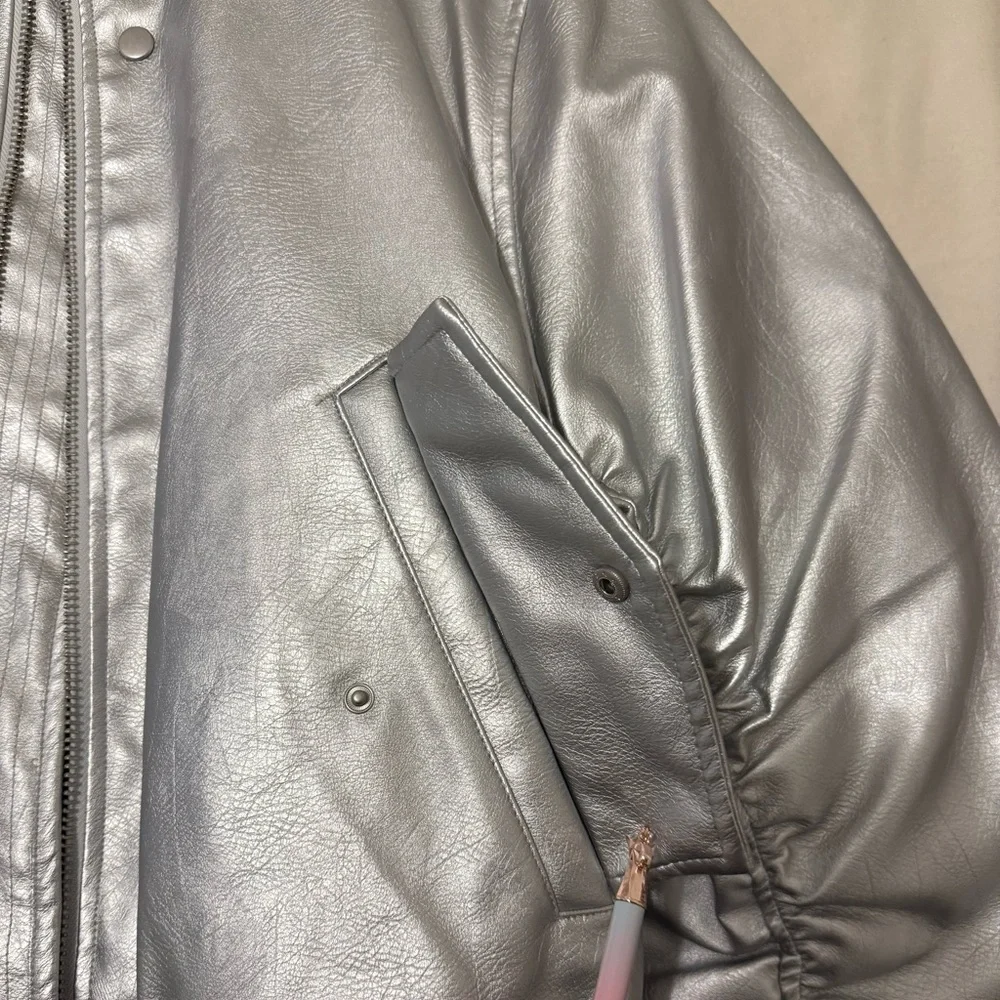 Zara Metallic Faux Leather Jacket - Picture 6 of 8